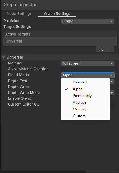 Change Shader Graph Blend Mode