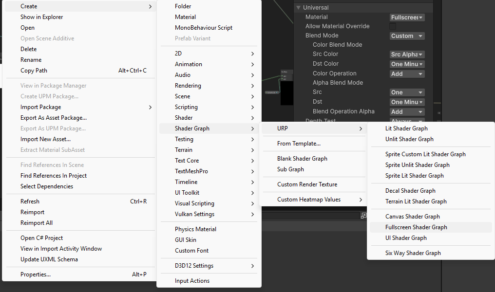 Create Fullscreen Shader Graph