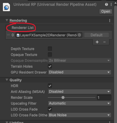 URP Asset Renderer List Field